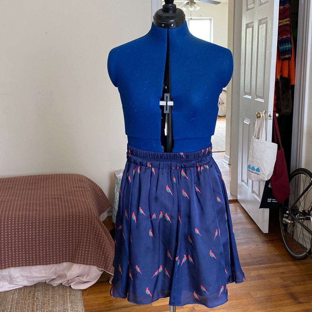 Silk Marc by Marc Jacobs blue skirt with bird print